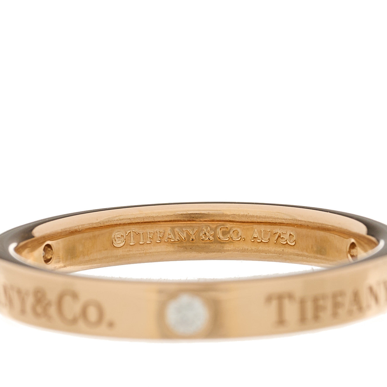 18K Rose Gold Diamond 3mm Logo Band Ring 55 7.25