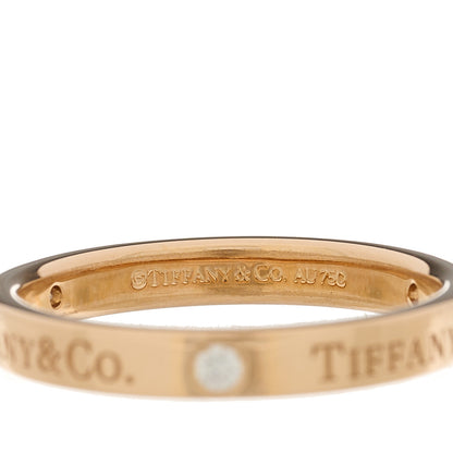 Tiffany 18K Rose Gold Diamond 3mm Logo Band Ring 55 7.25 4 of 5