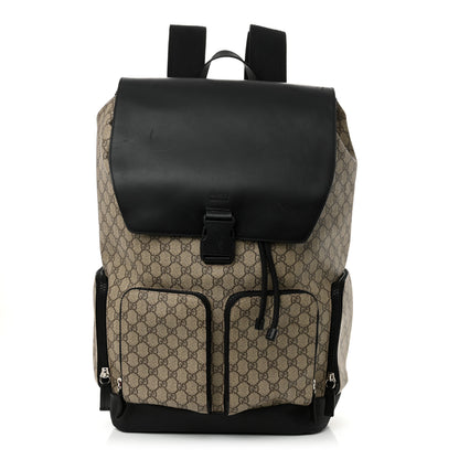 Gucci GG Supreme Monogram Single Buckle Backpack Beige Black 18 of 18