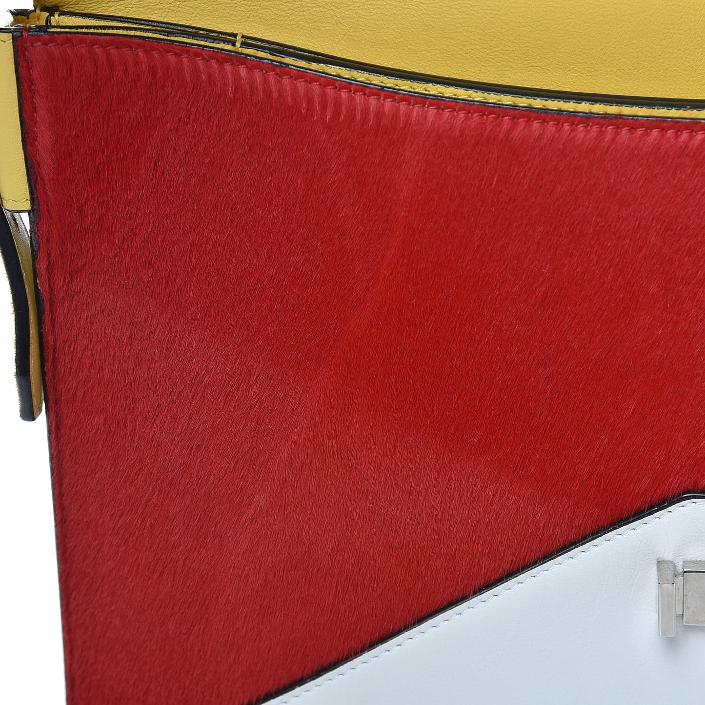 Suede Calfskin Pony Hair Medium Tri-Color Diamond Shoulder Bag Multi