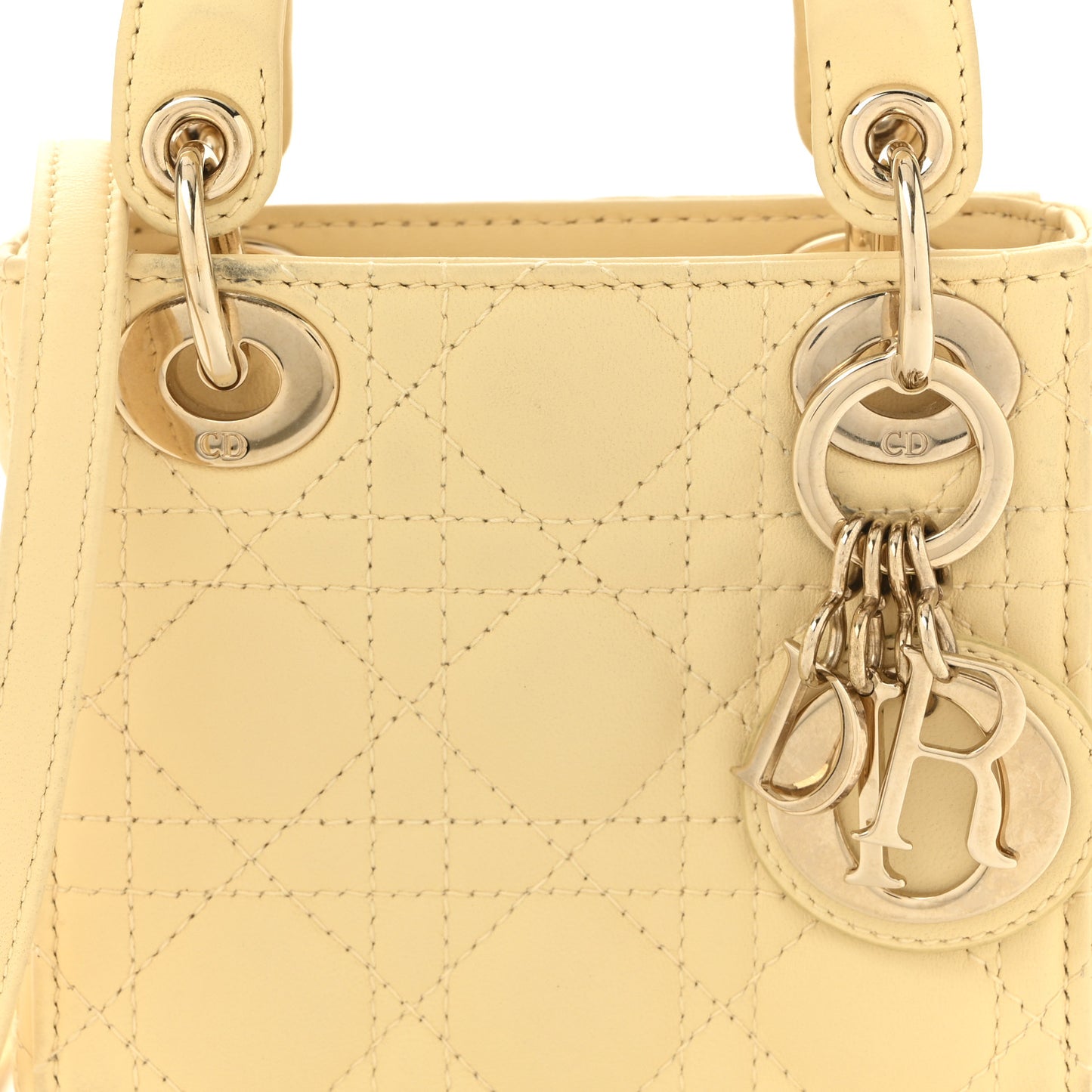 Lambskin Cannage Nano Lady Dior Light Yellow