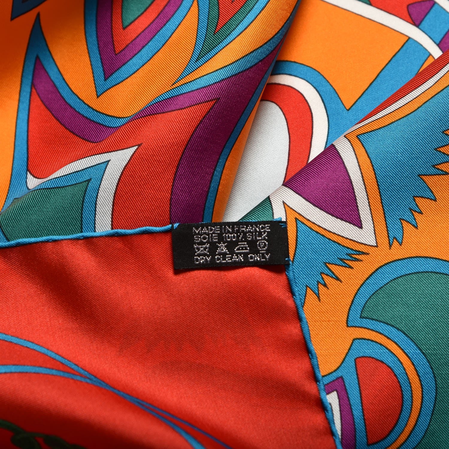 Hermes Silk Folklore Scarf 140 Orange Rouge Cobalt 6 of 6