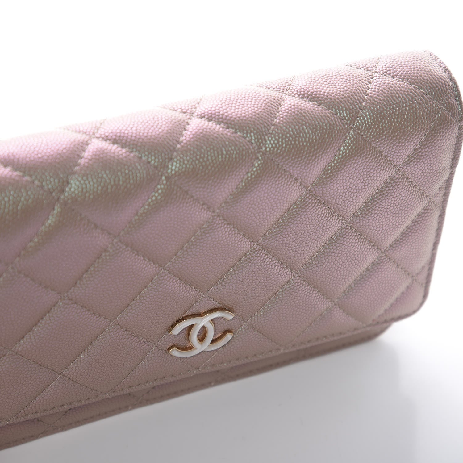 Chanel Iridescent Caviar Quilted Wallet On Chain WOC Beige 11 of 12