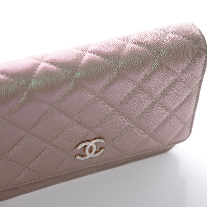 Chanel Iridescent Caviar Quilted Wallet On Chain WOC Beige 11 of 12