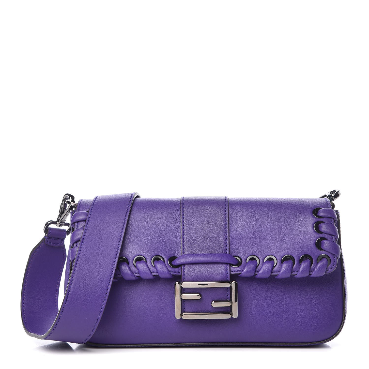 Fendi Vitello Dolce Lace Up Baguette Purple Rain 1 of 9