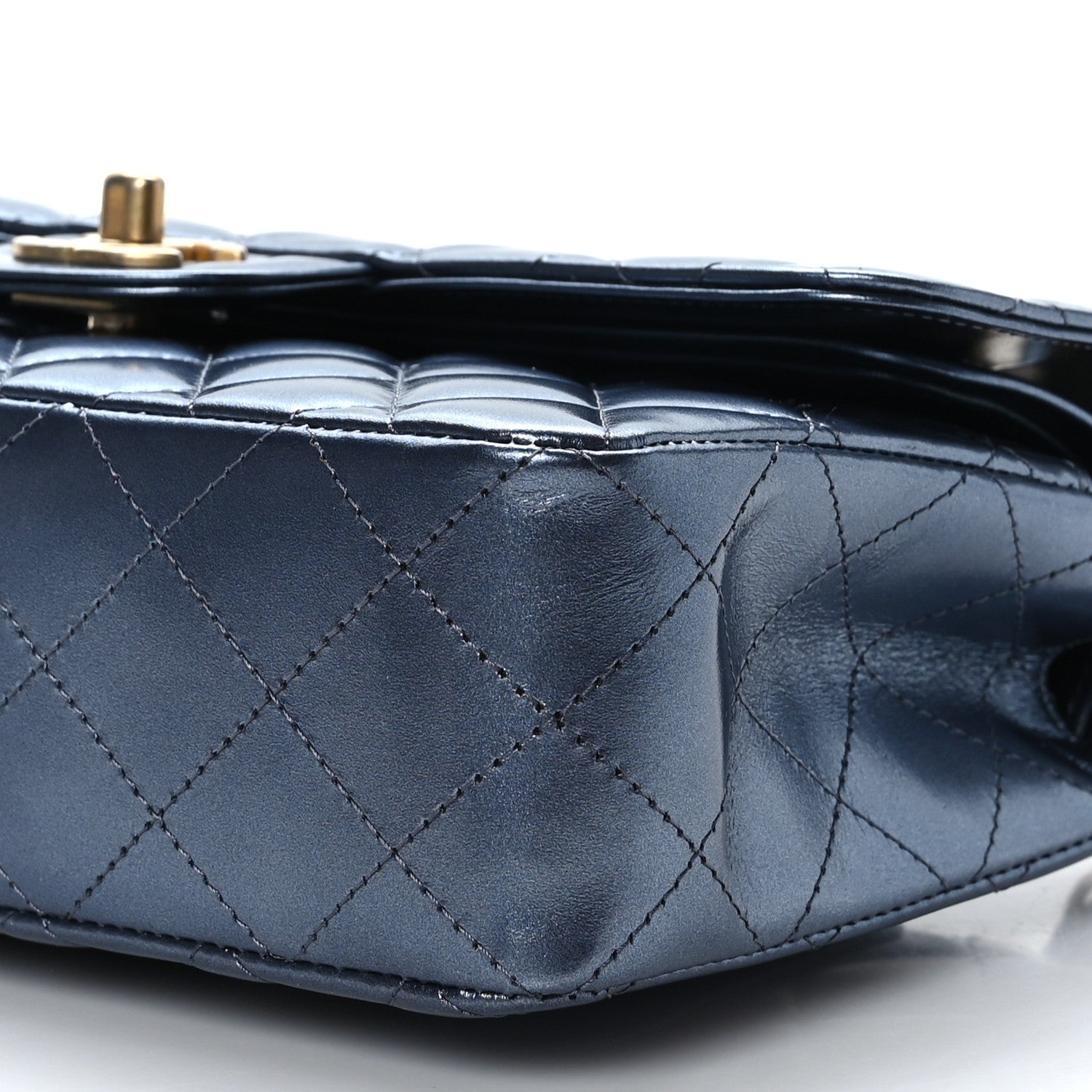 Chanel Metallic Lambskin Quilted Small Double Flap Blue 9 of 9