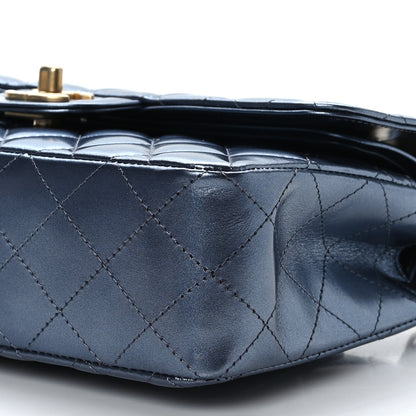 Chanel Metallic Lambskin Quilted Small Double Flap Blue 9 of 9