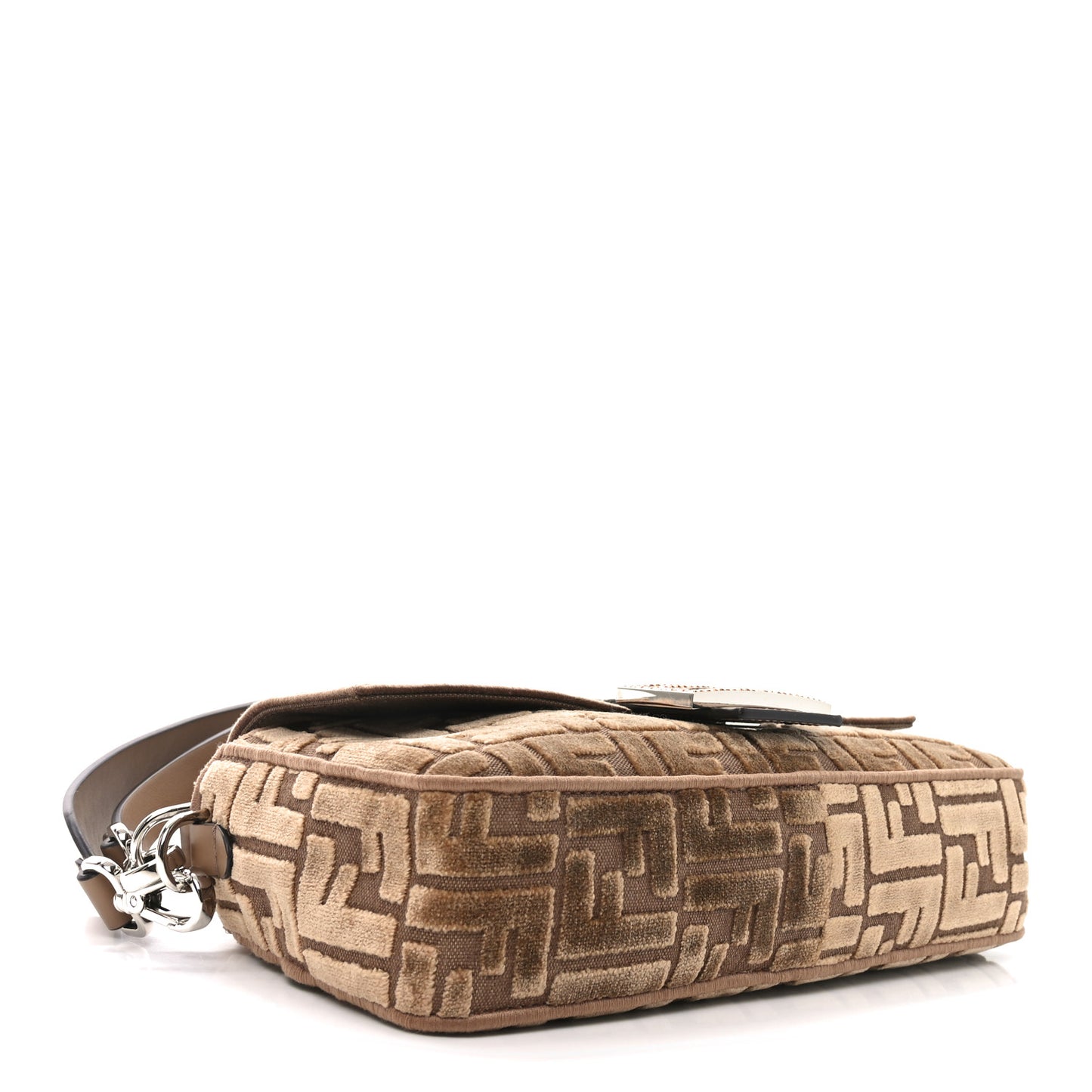Velvet Jacquard FF Crystal Embossed Baguette Cappuccino
