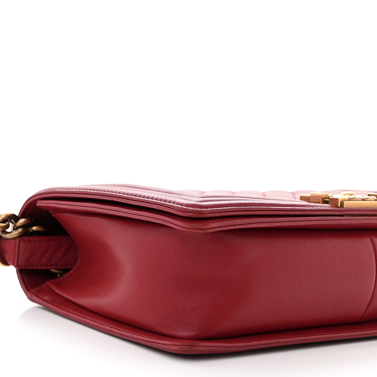 Lambskin Quilted New Medium Boy Flap Dark Red