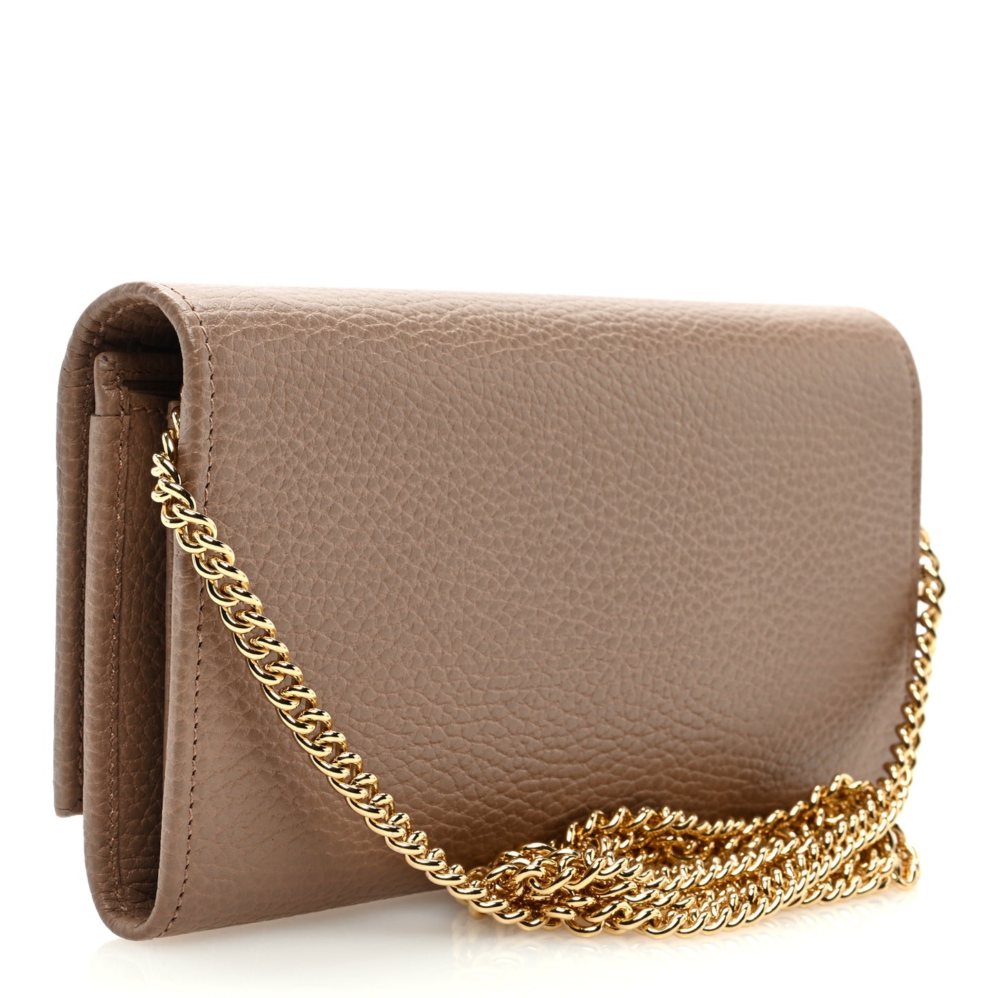 Dollar Calfskin Petite GG Marmont Wallet Chain Bag Porcelain Rose