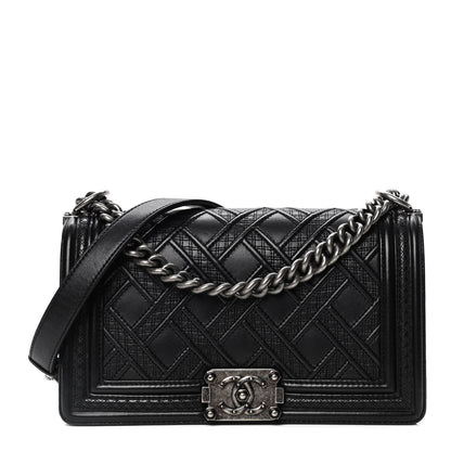 Chanel Lambskin Stitched Medium Boy Flap Black 1 of 4