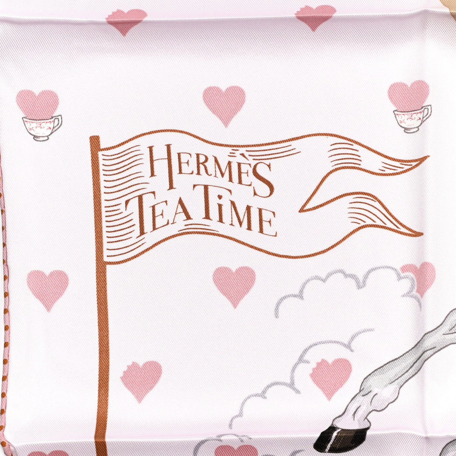 Hermes Silk Hermes Tea Time Scarf 70 Rose Pale Beige 3 of 6