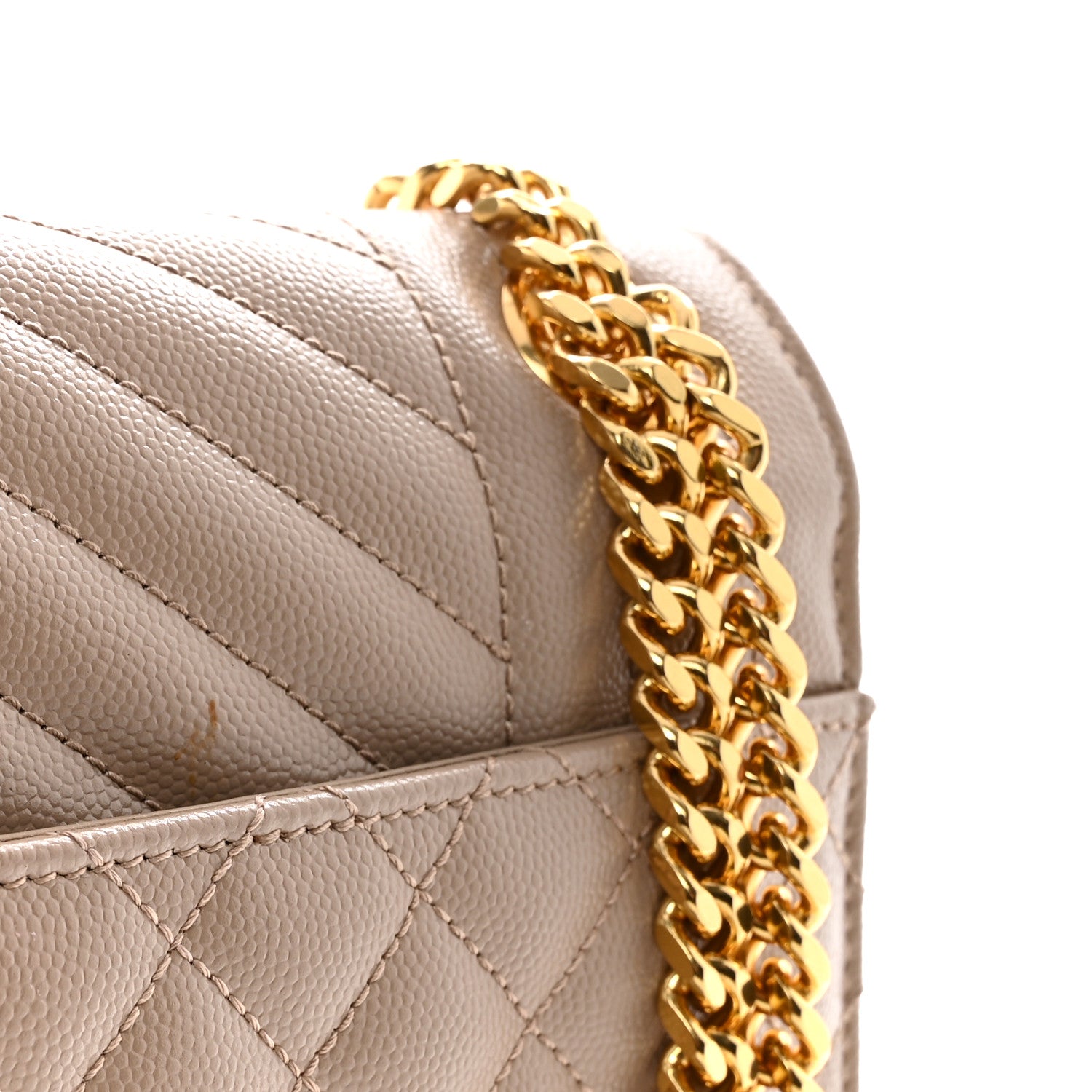 Saint Laurent Grain De Poudre Mixed Matelasse Large Triquilt Monogram Satchel Dark Beige 11 of 14