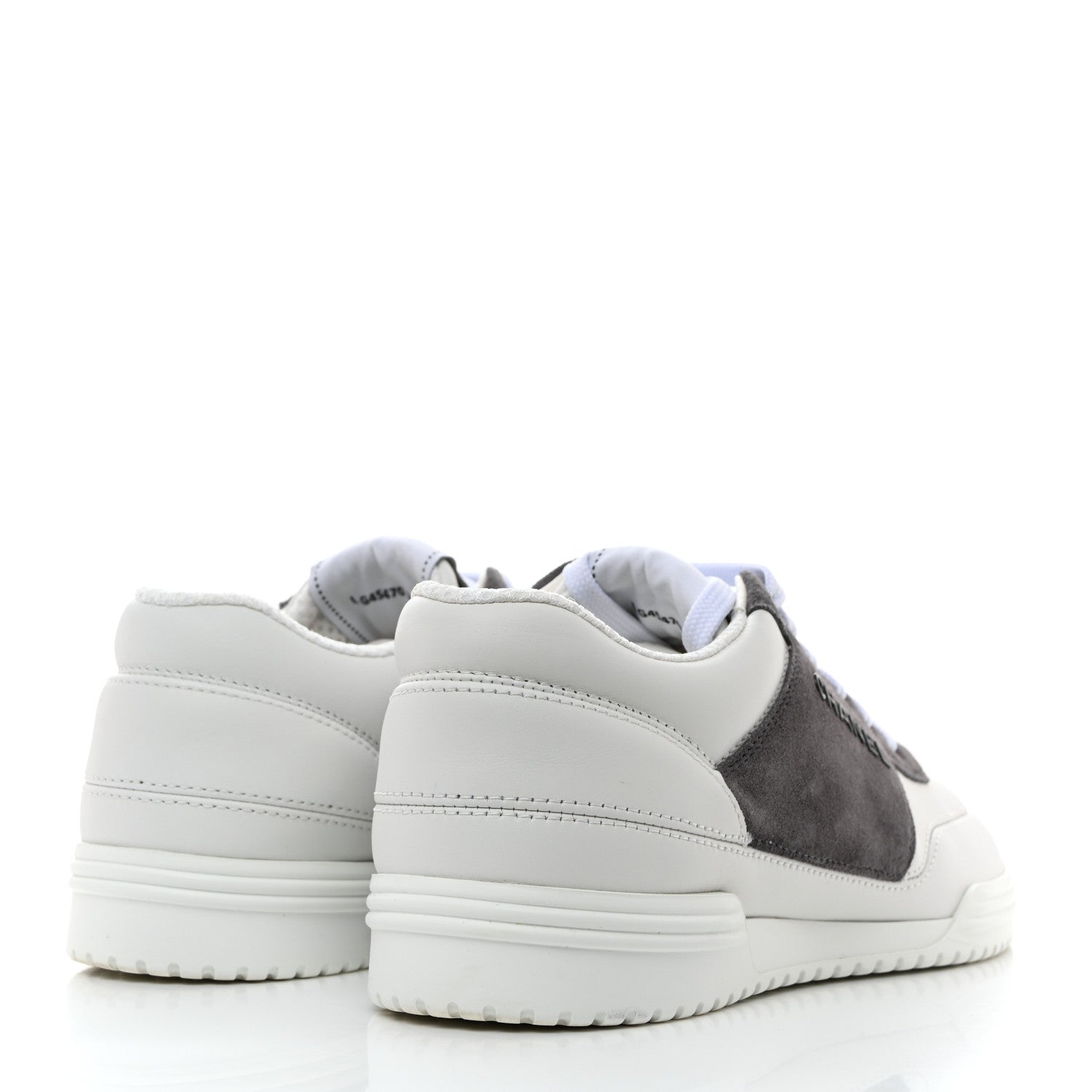 Chanel Calfskin Suede Calfskin Logo Womens Sneakers 37.5 White Gray 4 of 9