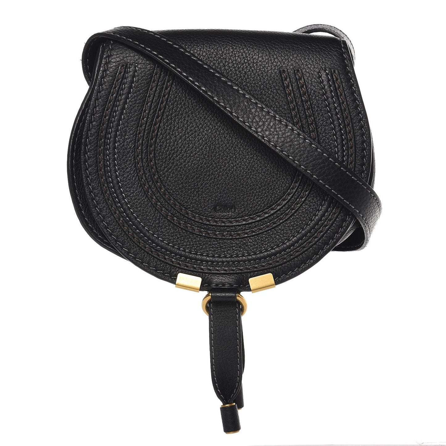 Calfskin Mini Marcie Round Crossbody Bag Black