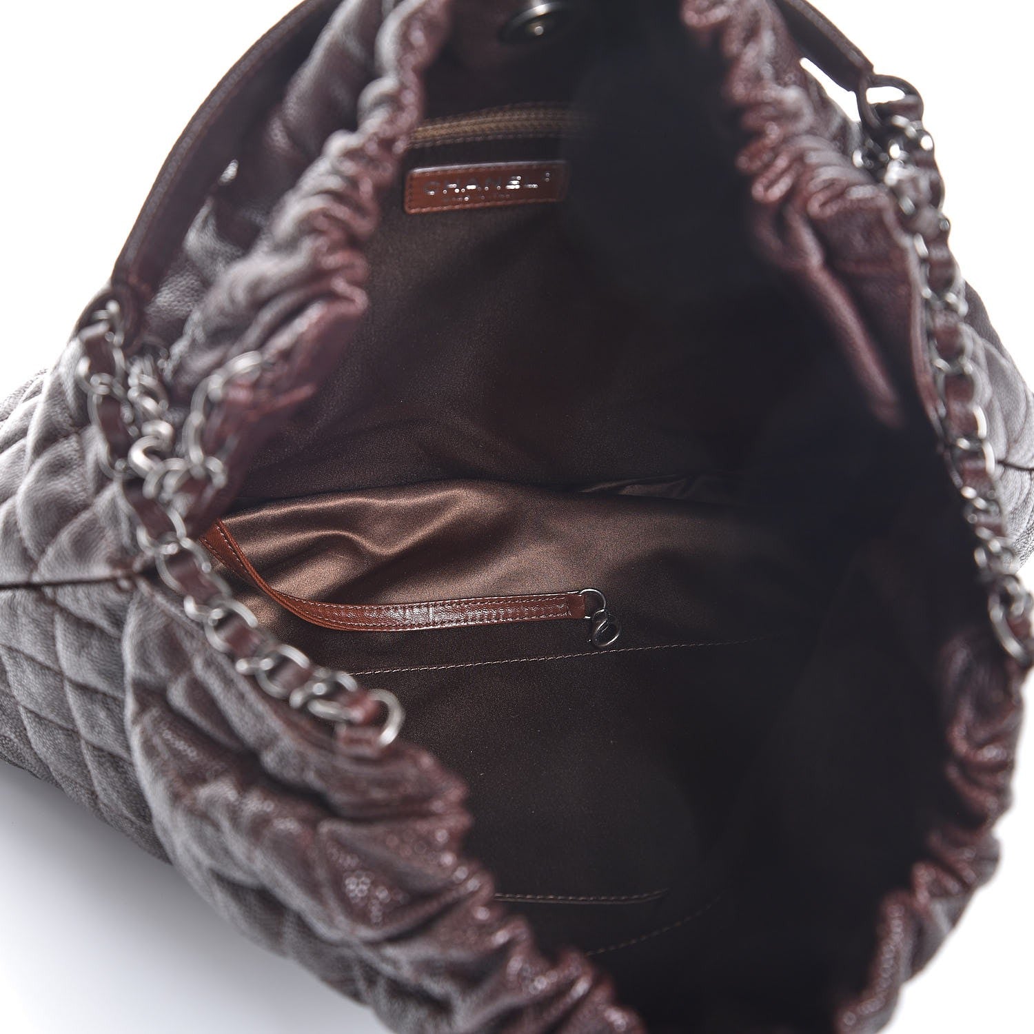 Chanel Distressed Glazed Caviar Quilted Large Elastic Tote Brown 5 of 7