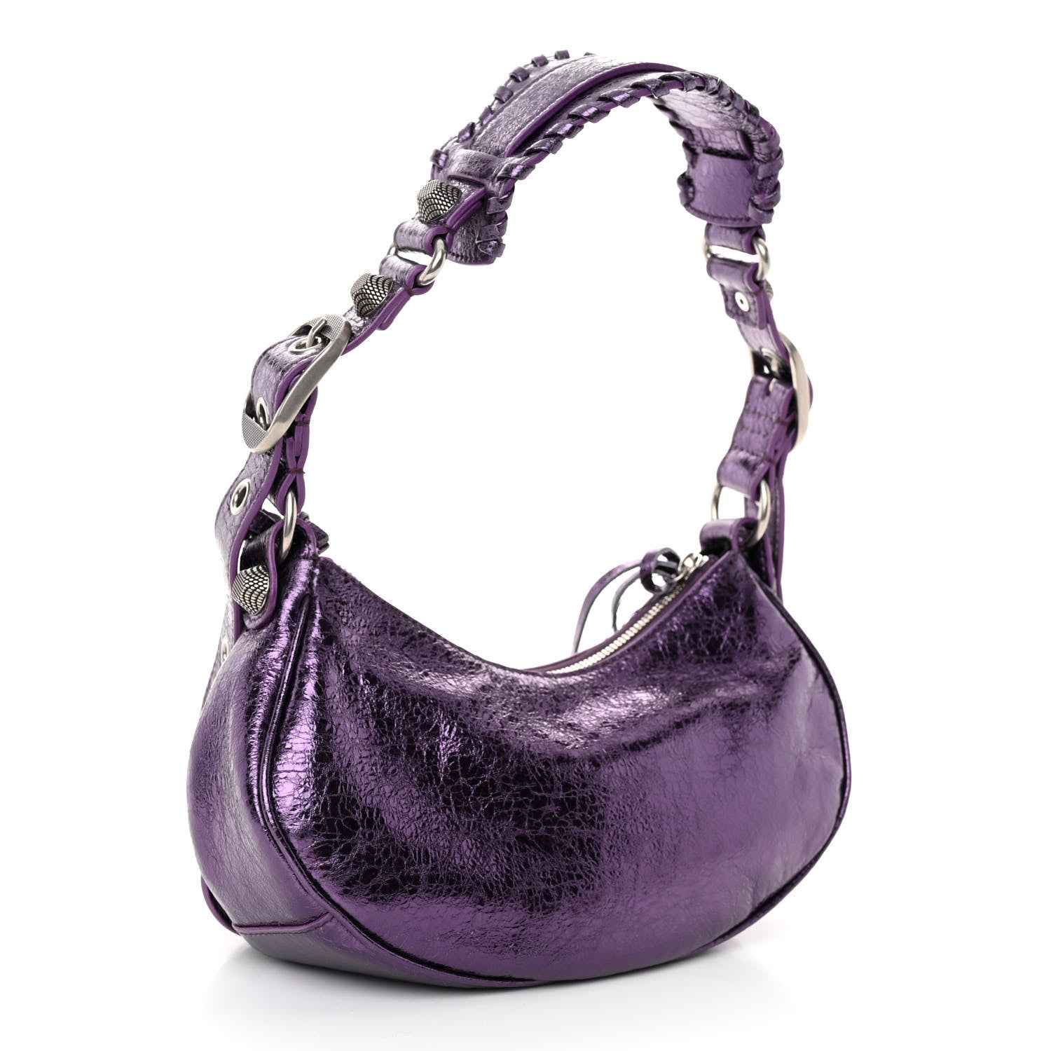 Balenciaga Metallic Agneau Arena Le Cagole Shoulder Bag XS Met Mauve 3 of 10