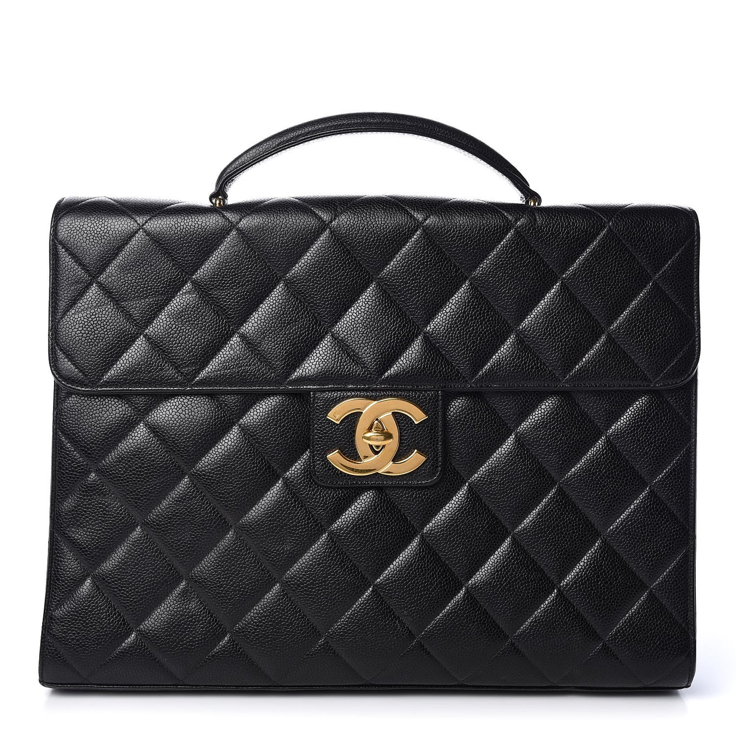 Caviar Quilted Briefcase Laptop Bag Black
