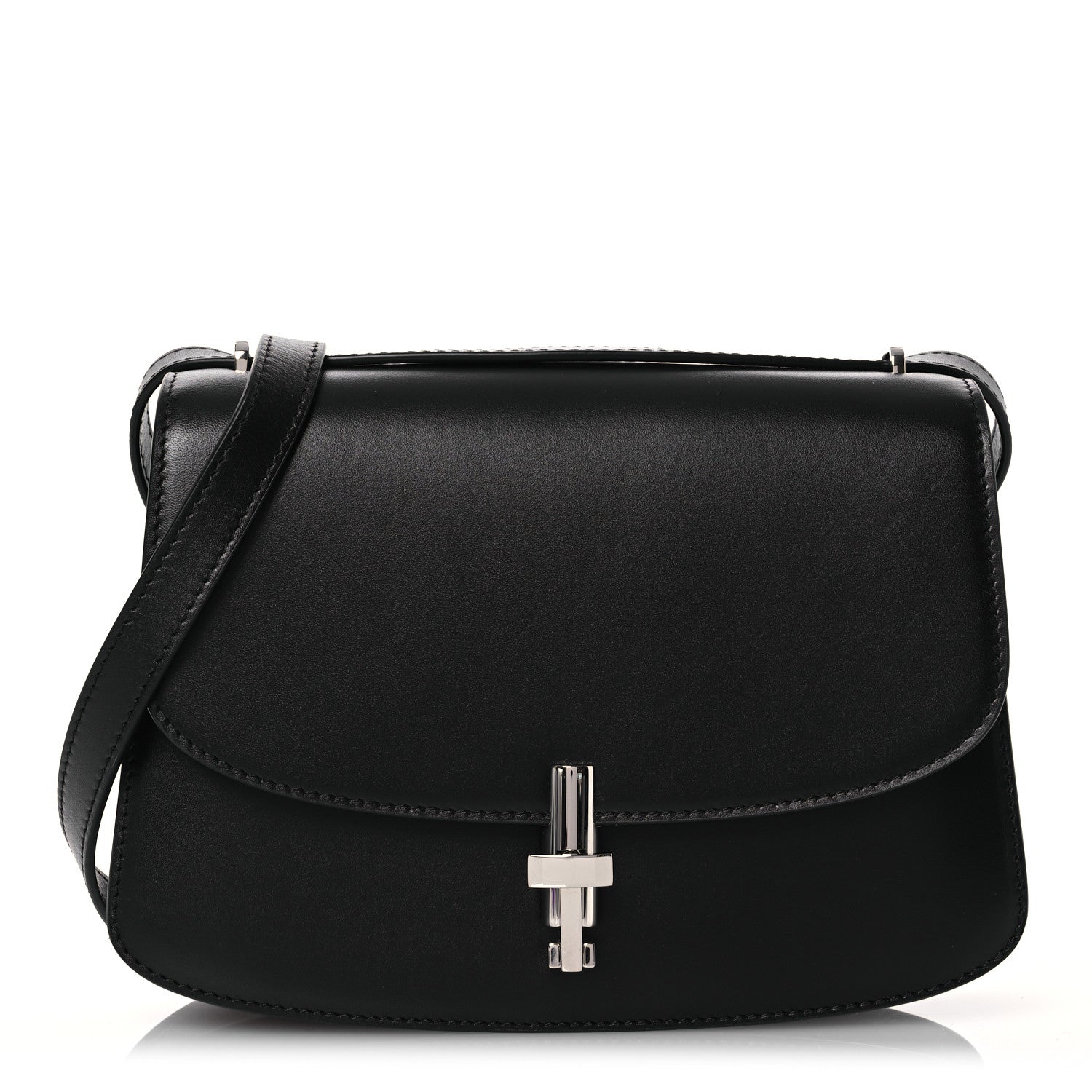 The Row Polished Saddle Calfskin Sofia 8.75 Shoulder Bag Black 1 of 13