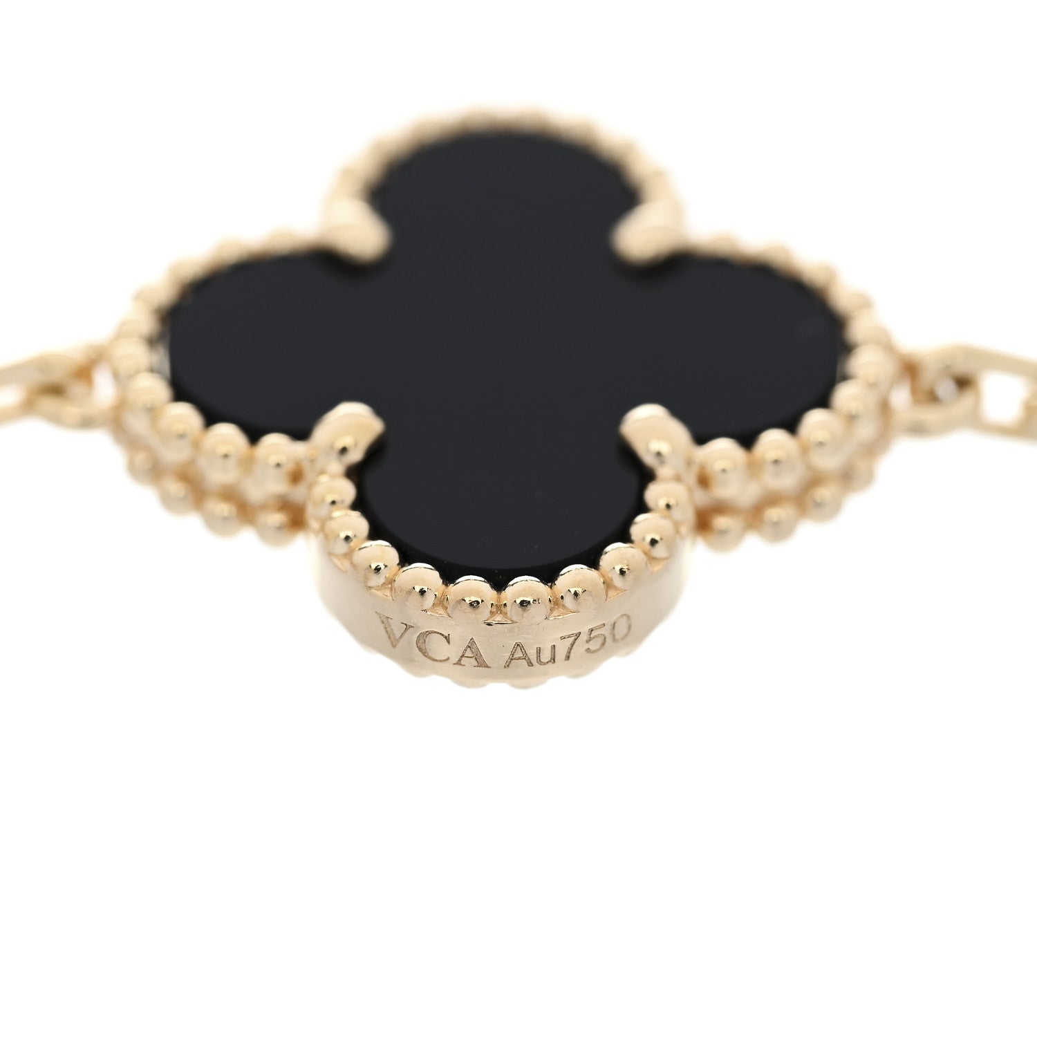 Van Cleef & Arpels 18K Yellow Gold Black Onyx 5 Motifs Vintage Alhambra Bracelet 4 of 6