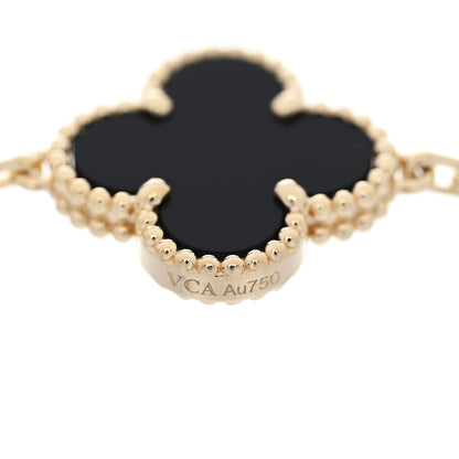 Van Cleef & Arpels 18K Yellow Gold Black Onyx 5 Motifs Vintage Alhambra Bracelet 4 of 6
