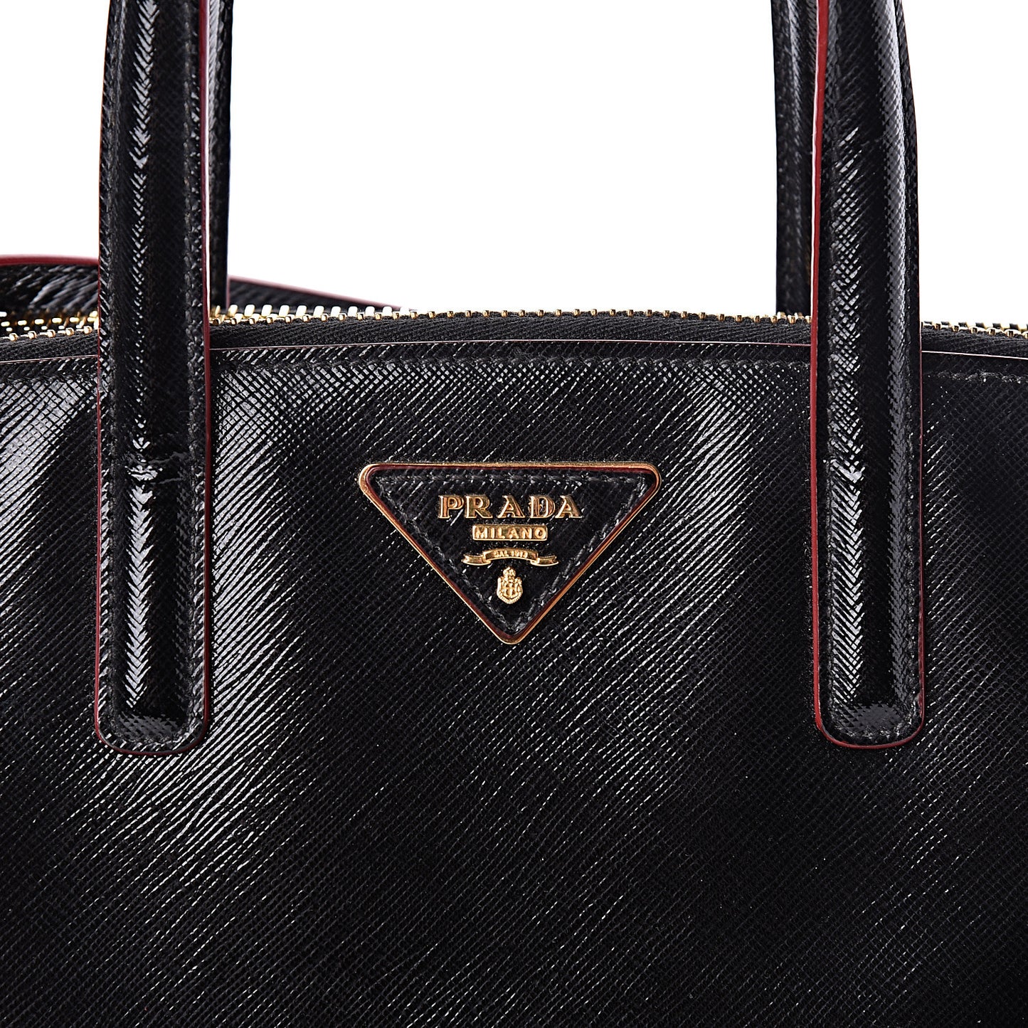 Saffiano Vernice Double Zip Tote Black