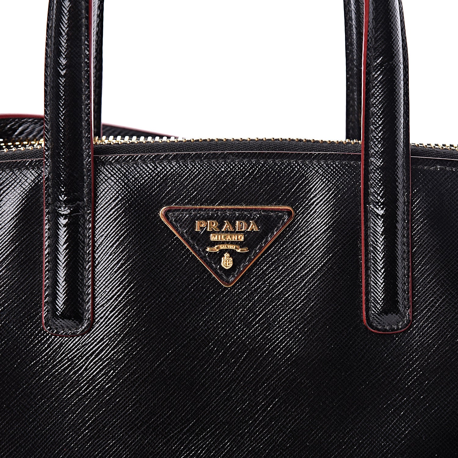Prada Saffiano Vernice Double Zip Tote Black 8 of 15
