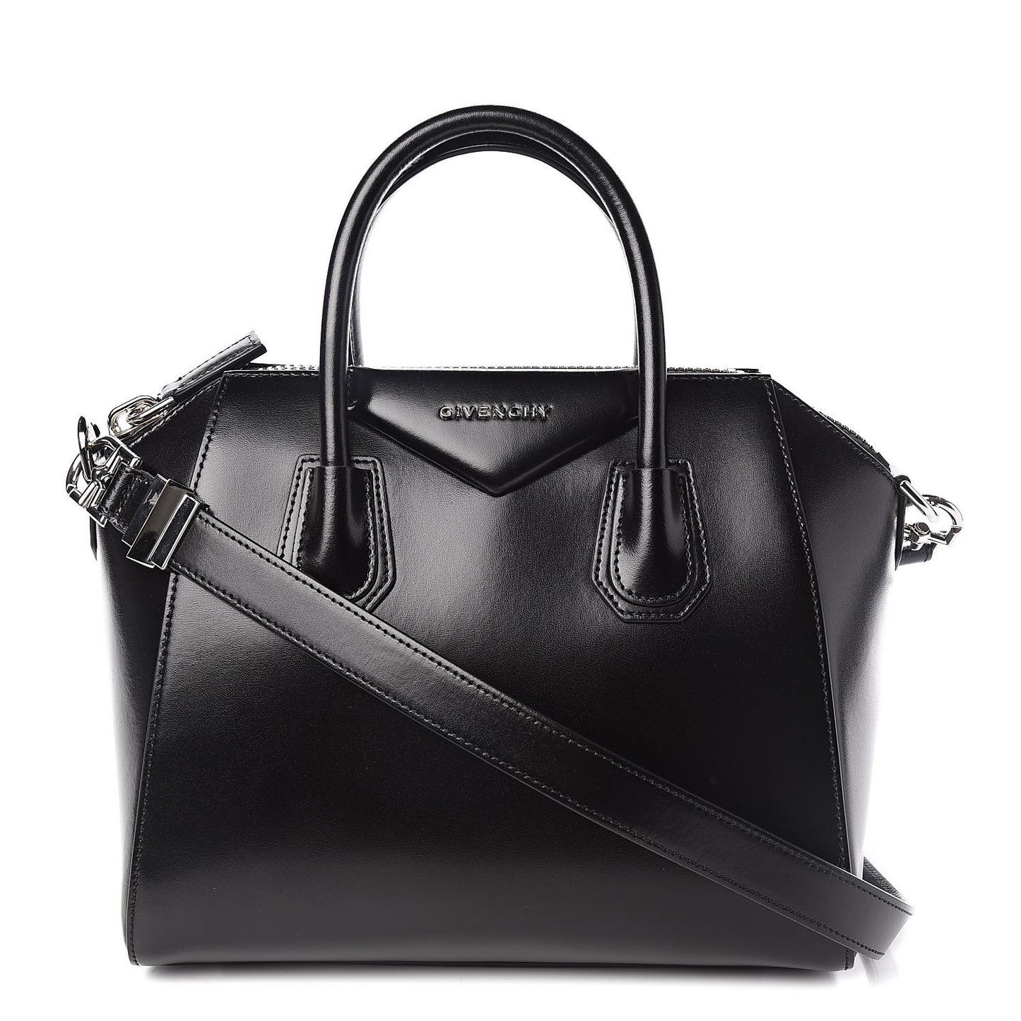 Shiny Lord Calfskin Small Antigona Black