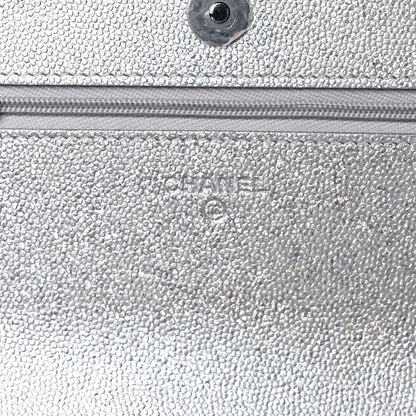 Chanel Glittered Metallic Caviar Quilted Wallet On Chain WOC Silver 6 of 13