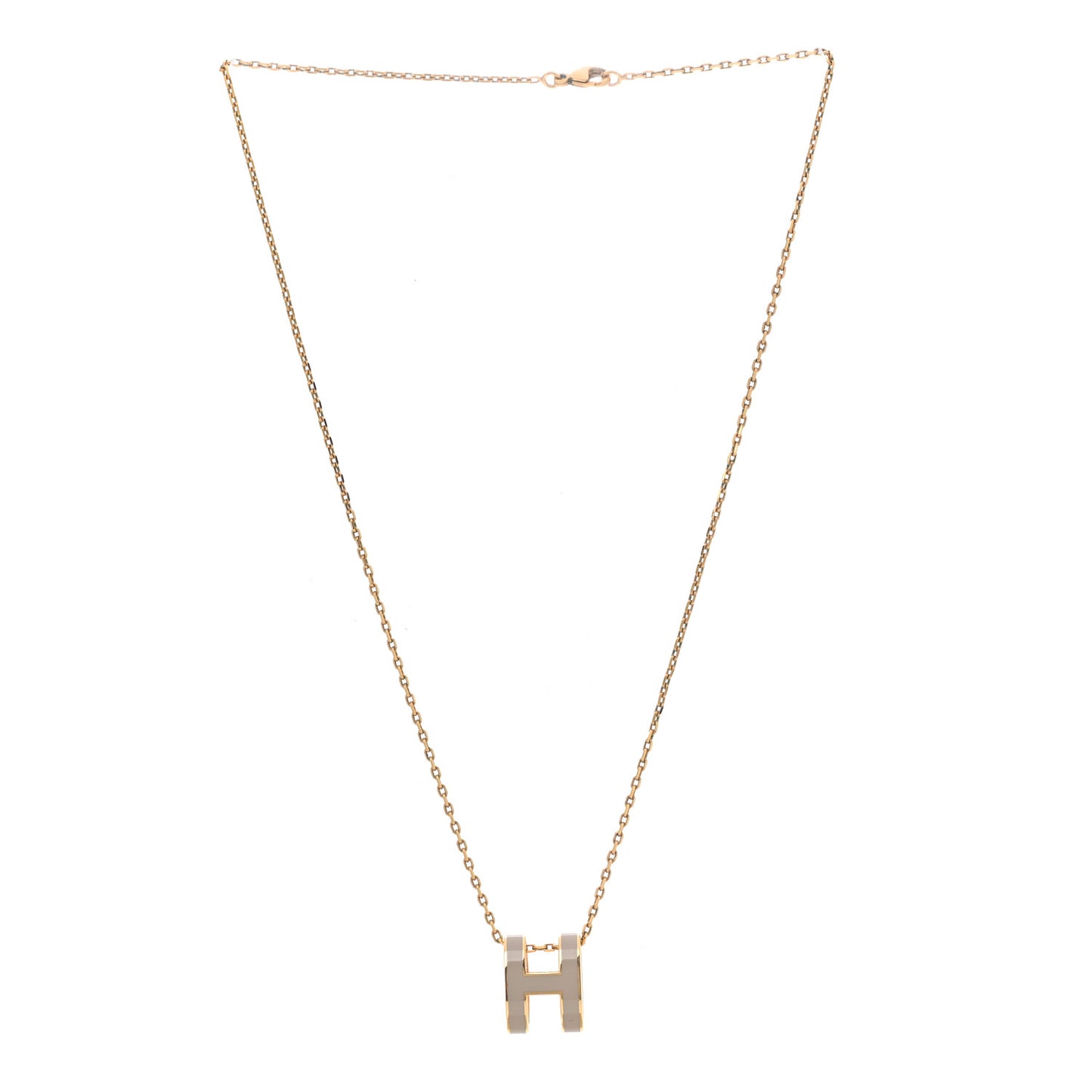 Lacquered Gold Pop H Pendant Necklace Marron Glace