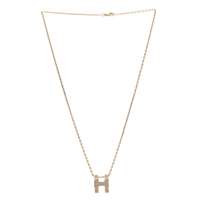 Hermes Lacquered Gold Pop H Pendant Necklace Marron Glace 3 of 6