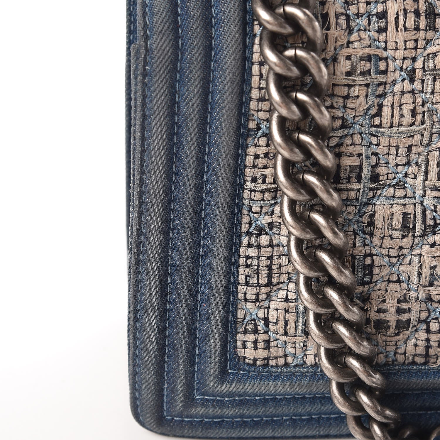 Chanel Tweed Denim Medium Boy Flap Dark Blue 21 of 24