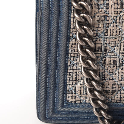 Chanel Tweed Denim Medium Boy Flap Dark Blue 21 of 24