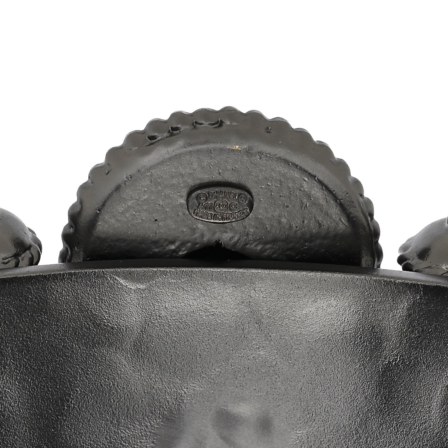 Chanel Resin Gripoix Pearl CC Wide Cuff Dark Silver 4 of 4