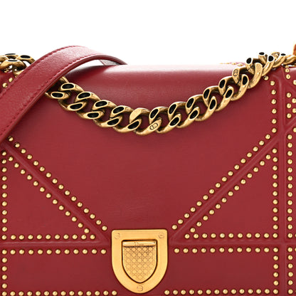 Christian Dior Calfskin Studded Small Diorama Flap Bag Burgundy 8 of 14