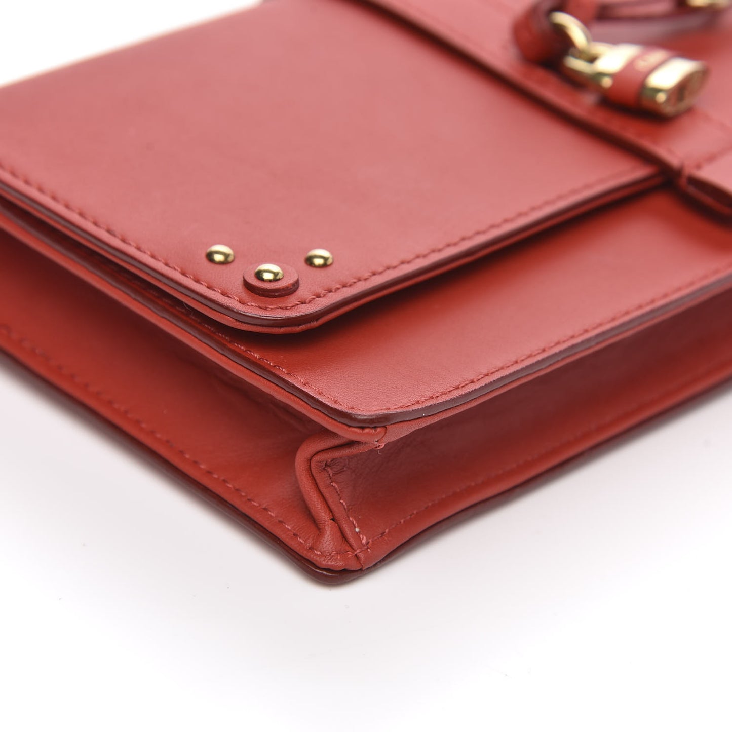 Calfskin Aurore Wallet on Chain Red