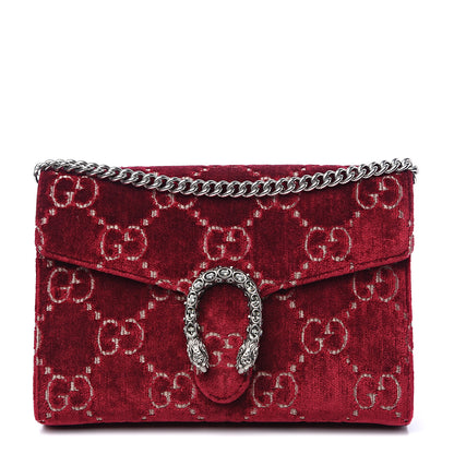 Gucci Velvet GG Monogram Mini Dionysus Chain Wallet Red Cipria 1 of 11