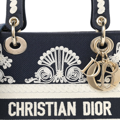 Christian Dior Embroidered Cornely Medium Lady D-Lite Blue White 8 of 10