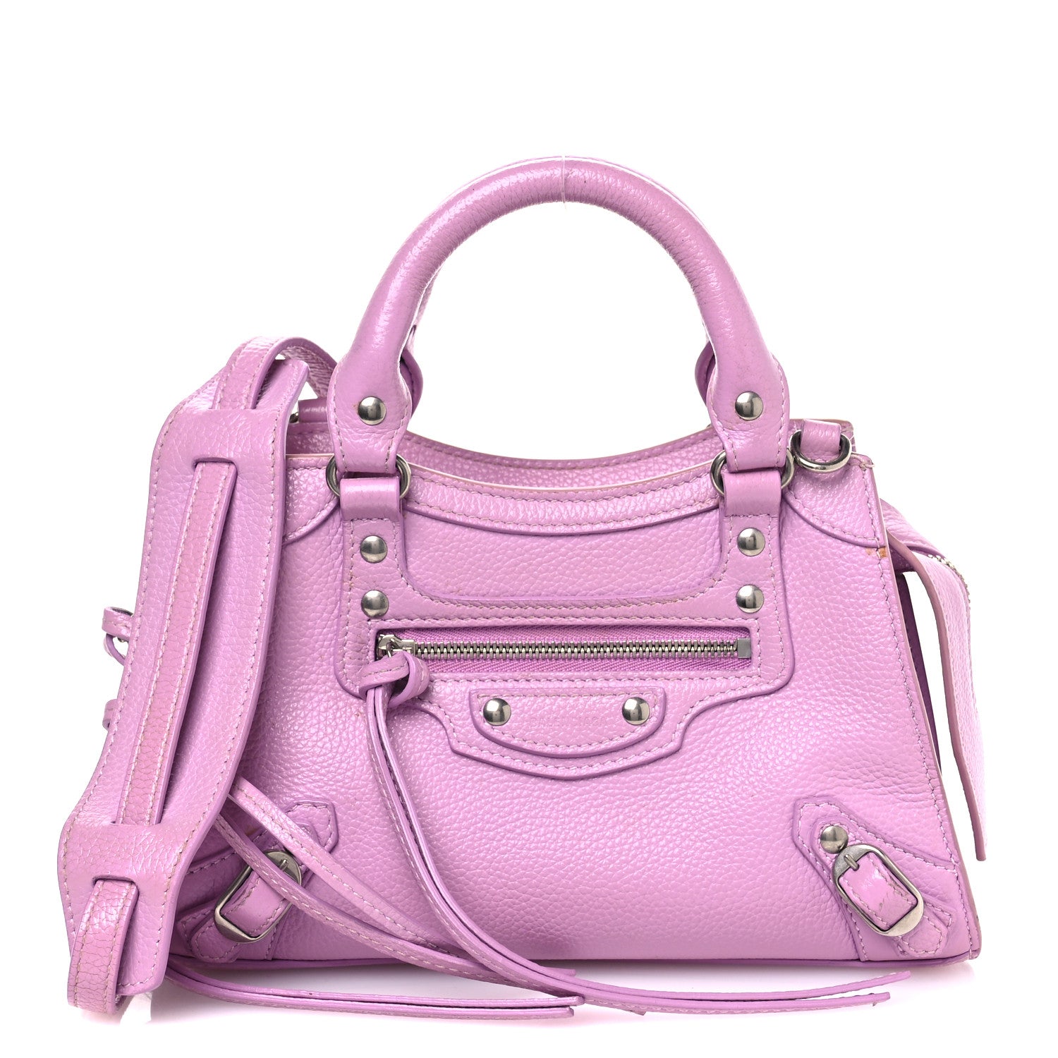 Balenciaga Grained Calfskin Neo Classic Silver Hardware Mini City Lilac 1 of 13