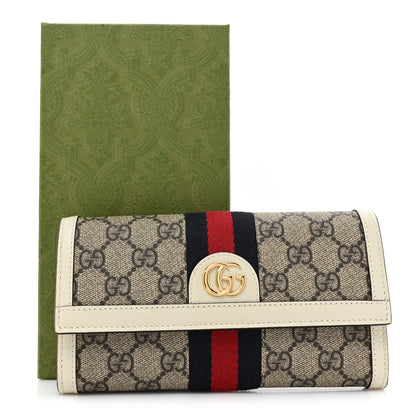 Gucci GG Supreme Monogram Textured Calfskin Web Ophidia Continental Wallet Beige White 15 of 15