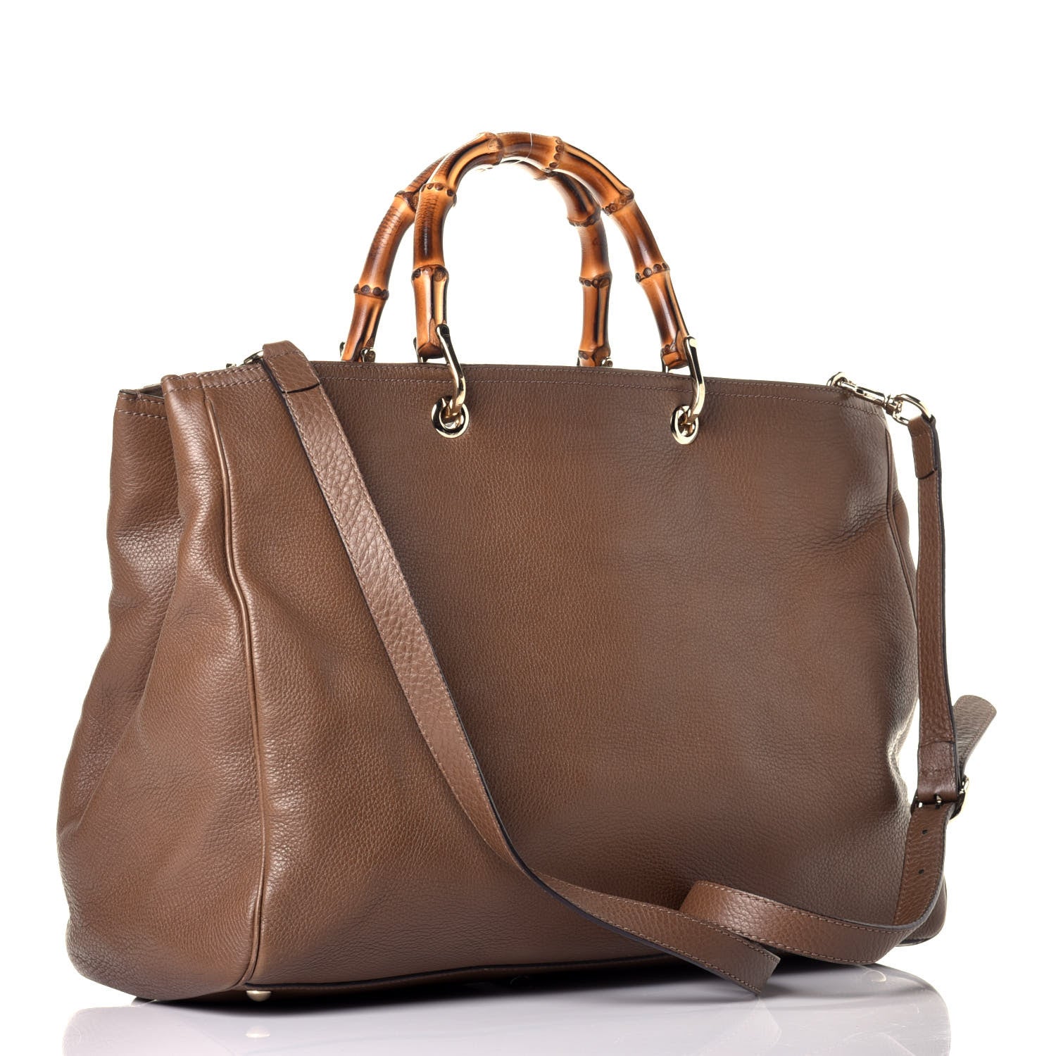 Gucci Cellarius Calfskin Large Bamboo Shopper Tote Acero 4 of 10