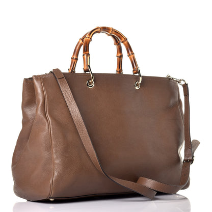 Gucci Cellarius Calfskin Large Bamboo Shopper Tote Acero 4 of 10