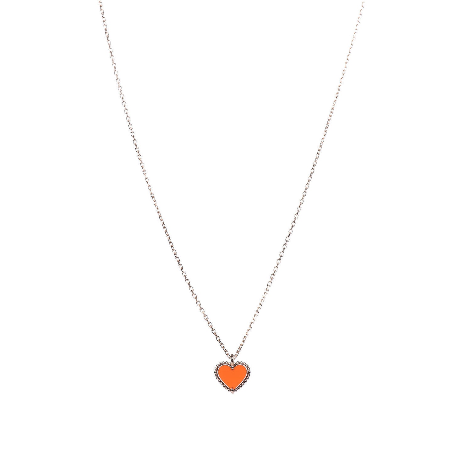 18K Rose Gold Carnelian Sweet Alhambra Heart Pendant Necklace