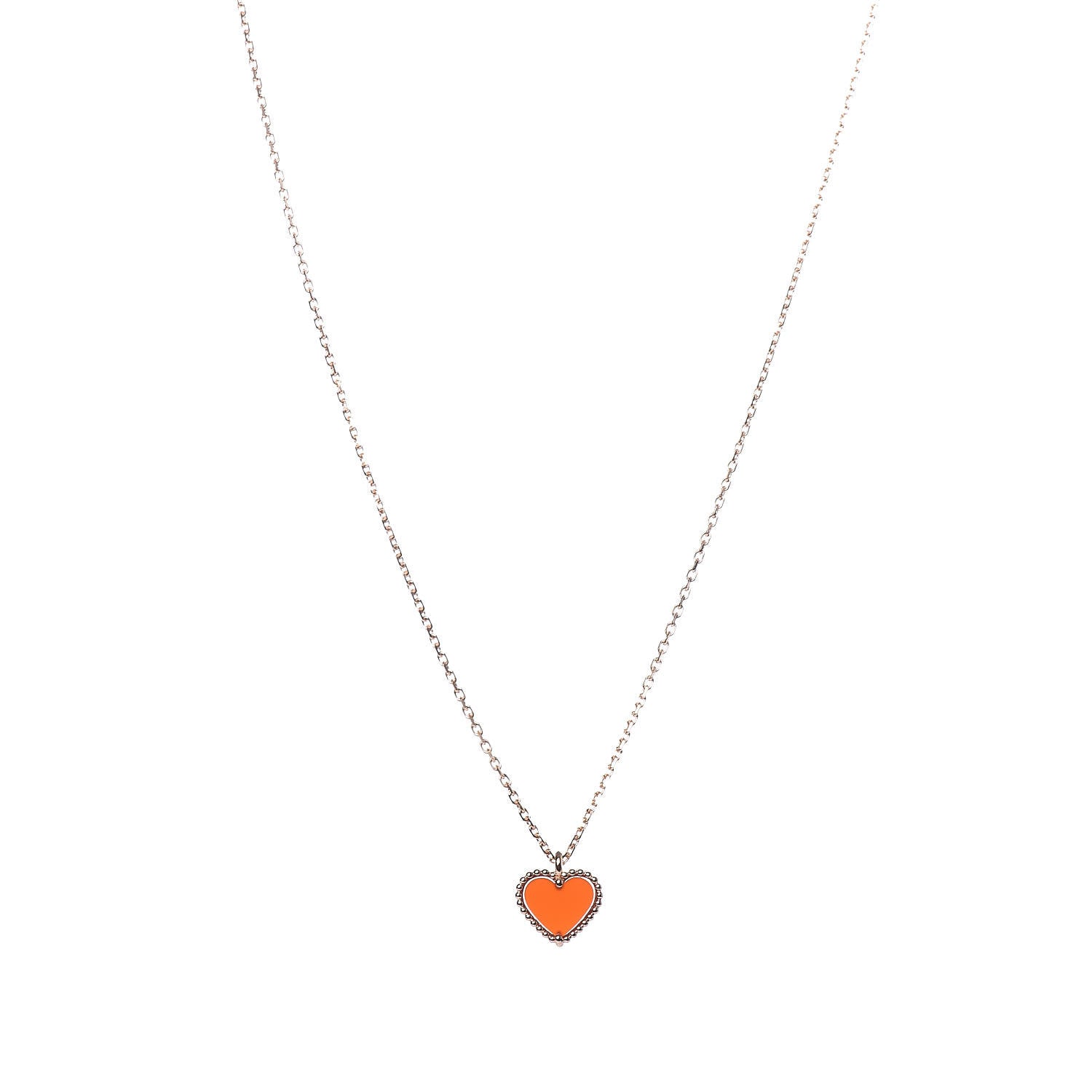 Van Cleef & Arpels 18K Rose Gold Carnelian Sweet Alhambra Heart Pendant Necklace 1 of 8