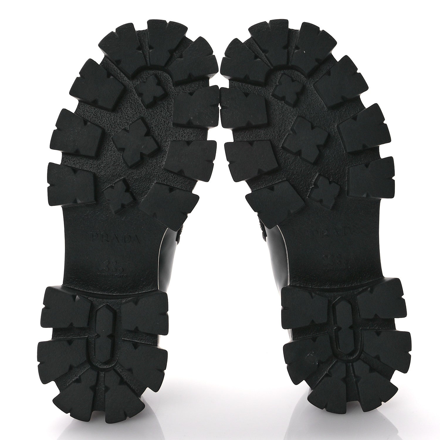 Prada Spazzolato Rois Metal Triangle Logo Mens Monolith 60mm Loafers 11 Black Argento 6 of 9