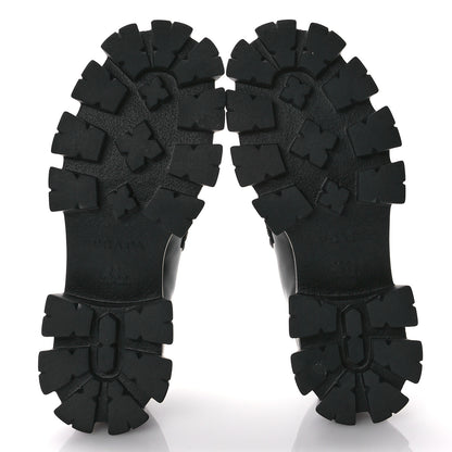 Prada Spazzolato Rois Metal Triangle Logo Mens Monolith 60mm Loafers 11 Black Argento 6 of 9