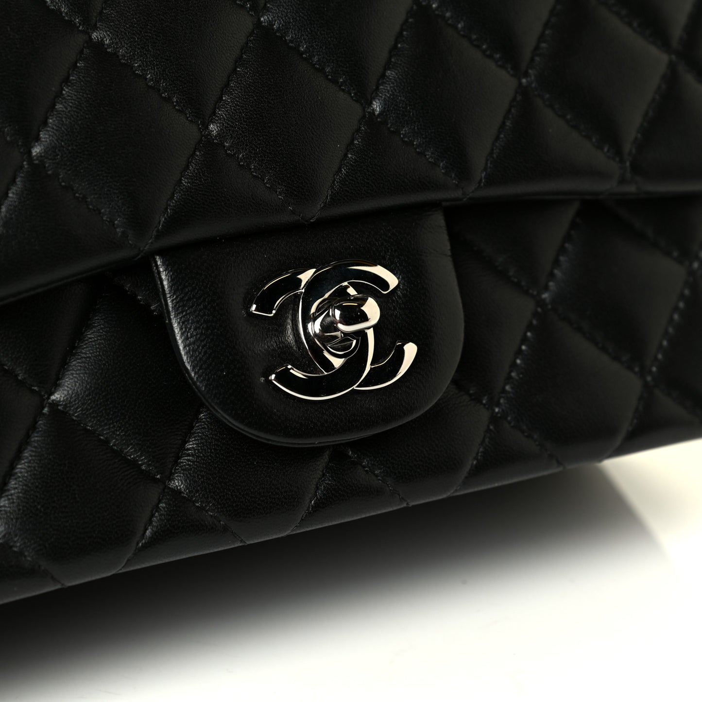 Lambskin Quilted Mini Rectangular Flap Black