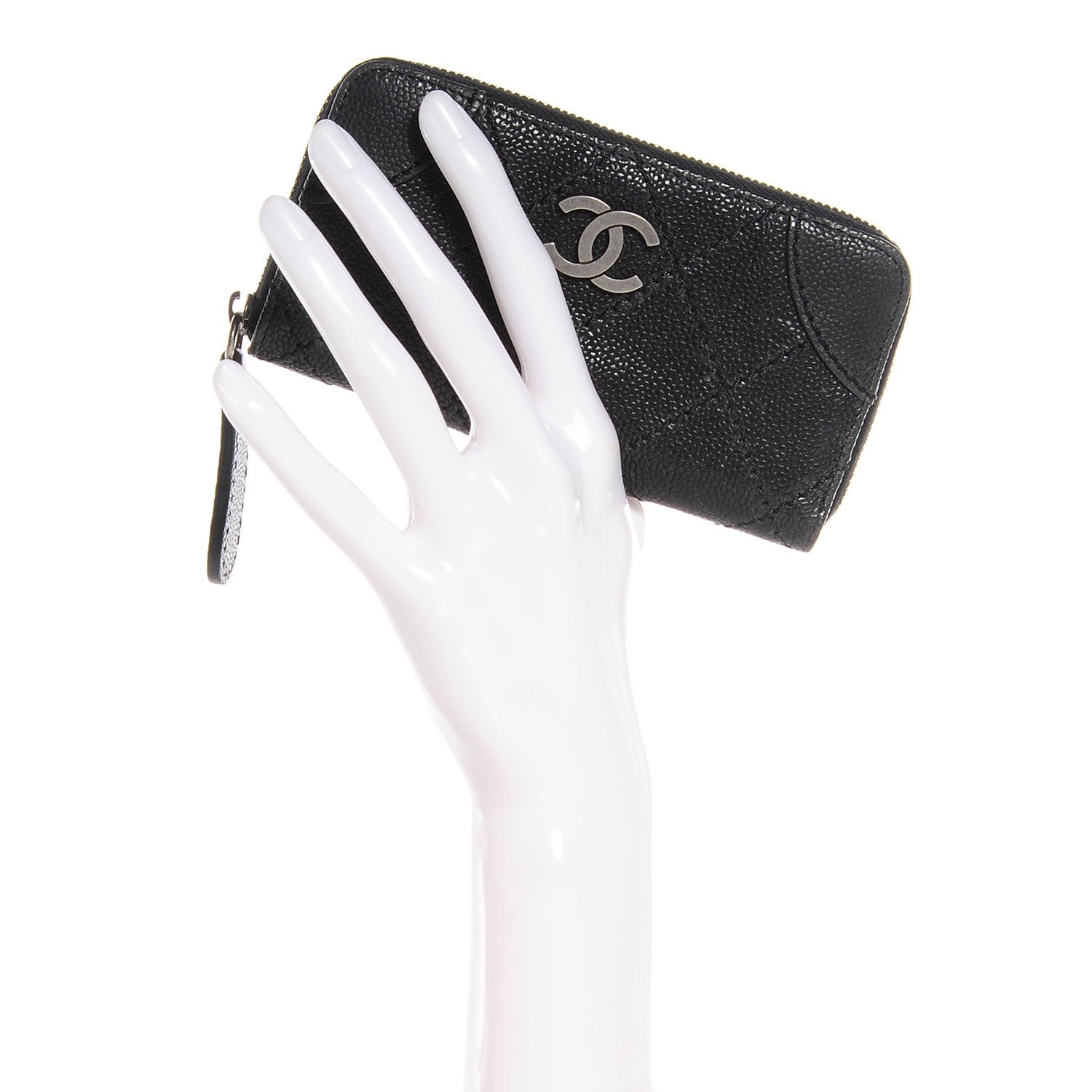 Chanel Caviar Outdoor Ligne Zip Coin Purse Wallet Black 2 of 8