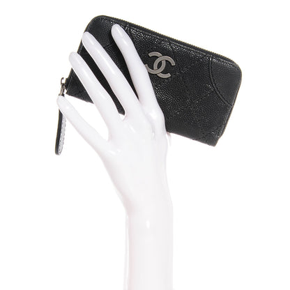 Chanel Caviar Outdoor Ligne Zip Coin Purse Wallet Black 2 of 8