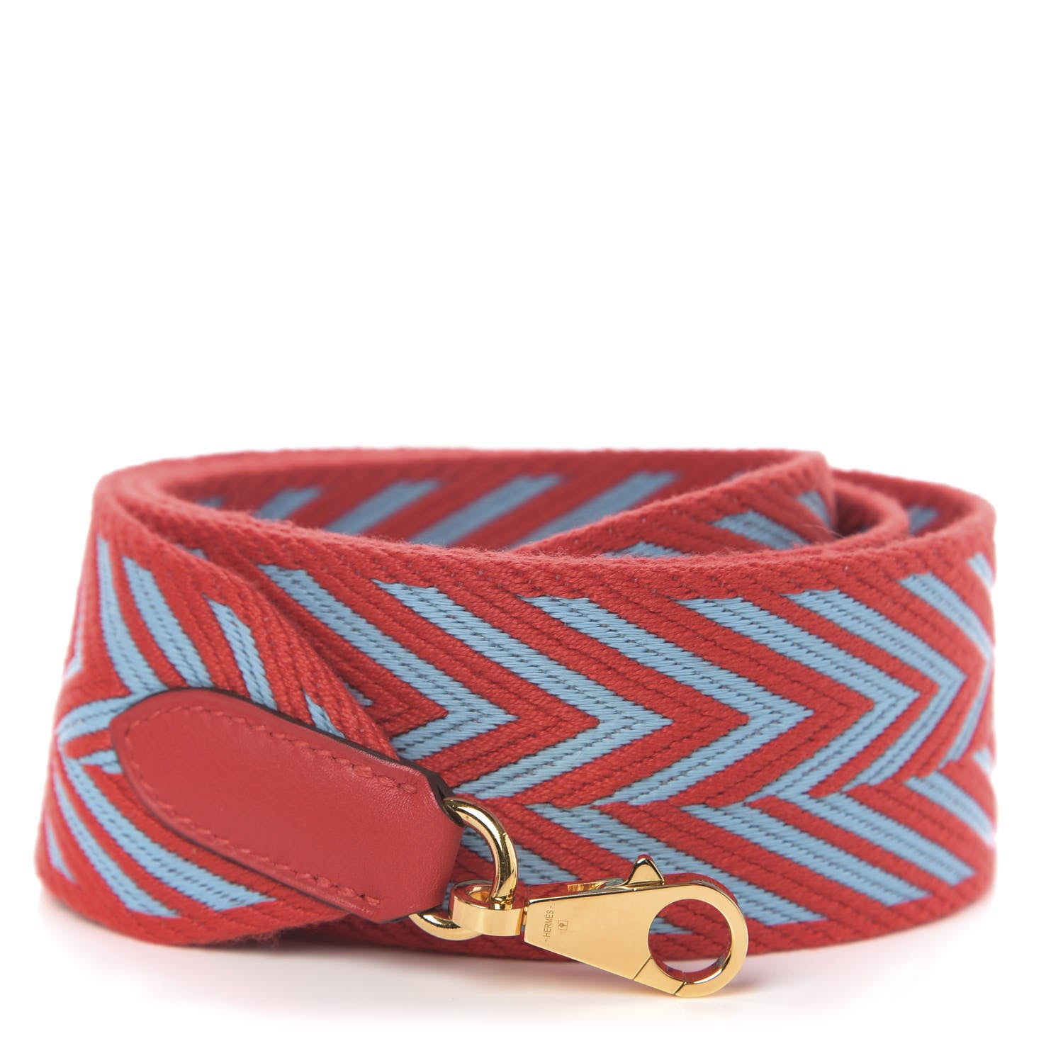 Hermes Toile Swift 50mm Sangle ZigZag Shoulder Strap Rouge De Coeur Bleu Du Nord 1 of 4